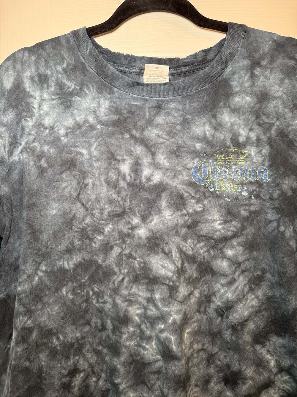 Anvil Corona Extra T-Shirt Size L Black Tie Dye Graphic Tee
